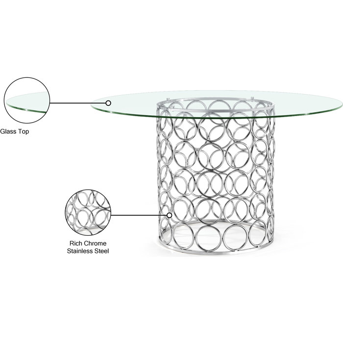 House of Hampton® Dawnell Round Glass Top Metal Base Dining Table
